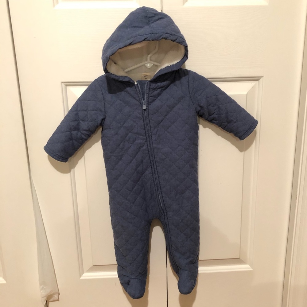 GUC Sz 9M Baby B’gosh Quilted Blue Bunting